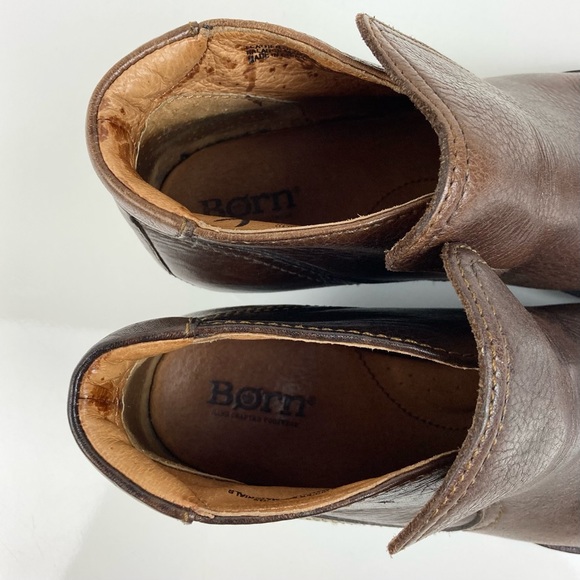 NFS Born Women’s Rachel Brown Leather Heeled Ankle Booties Size 6.5 / 37 - Picture 10 of 15